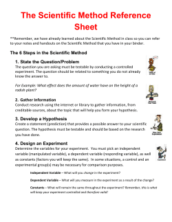 The Scientific Method Reference Sheet