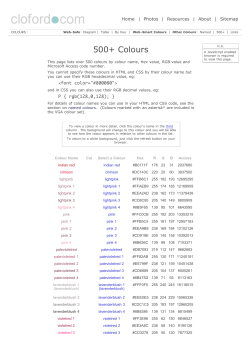 500+ Named Colours with rgb and hex values