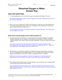 Dissolved Oxygen in Water Answer Key