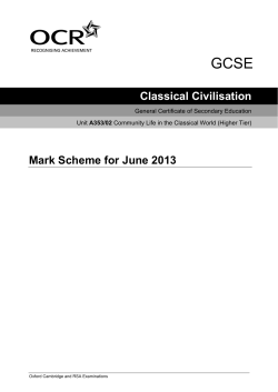 Unit A353/02 - Community life in the classical world - June