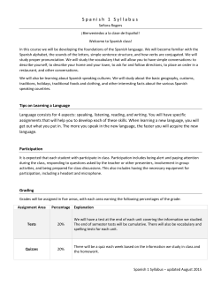 Spanish 1 Syllabus