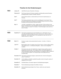 Timeline for the Kindertransport 1933 1935 1938