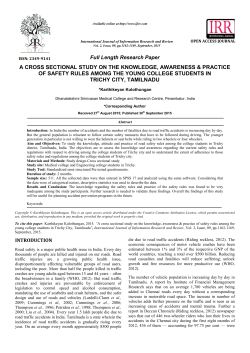 A CROSS SECTIONAL STUDY ON THE KNOWLEDGE