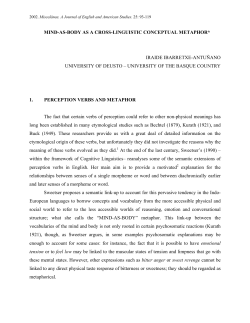 MIND-AS-BODY: CROSS-LINGUISTIC CONCEPTUAL
