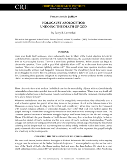 HOLOCAUST APOLOGETICS: UNDOING THE DEATH OF GOD