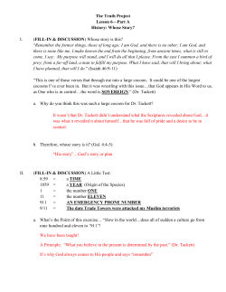 The Truth Project Lesson 6&mdash;Part A History: Whose Story? I. (FILL