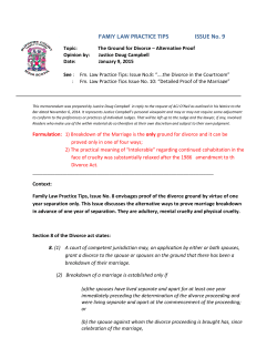FAMIY LAW PRACTICE TIPS ISSUE No. 9