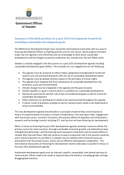 Summary of Swedish position on a post 2015 development