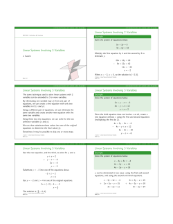 Linear Systems Involving 3 Variables Linear