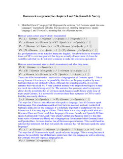 Homework assignment for chapters 8 and 9 in Russell