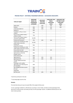pricing policy &ndash; national passenger services &ndash; successive discounts