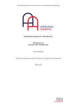 International Academy for Arbitration Law 2014 Runner Up Laureate