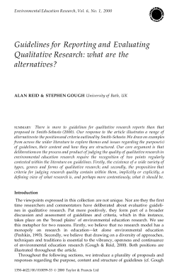 Guidelines for Reporting and Evaluating