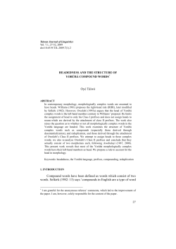 Headedness and the structure of Yor&ugrave;b&aacute; complex words