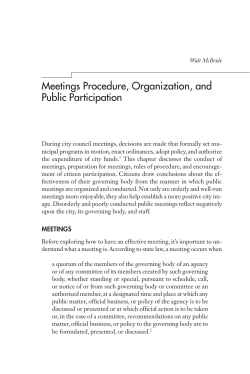 Meetings Procedure, Organization, and Public Participation