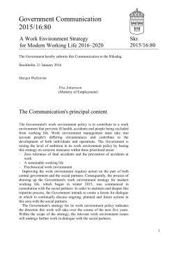 Skr. 2015/16:80 A Work Environment Strategy for Modern Working