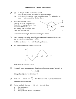 Q1. (a) A straight line has equation 4y &ndash; 3x = 6. State the gradient