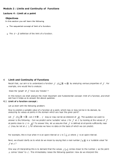 Module 2 : Limits and Continuity of Functions Lecture 4 : Limit at a