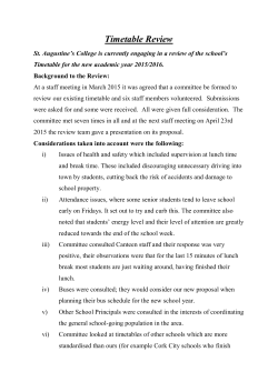 Timetable Review - St. Augustine`s College