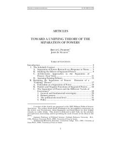 articles toward a unifying theory of the separation of powers