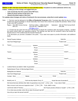 Notice of Claim - Social Services` Security Deposit Guarantee Form 14