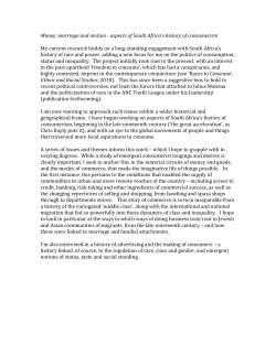 Money, marriage and motion - aspects of South Africa`s history of