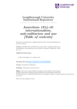 Anarchism 1914-18: internationalism, anti