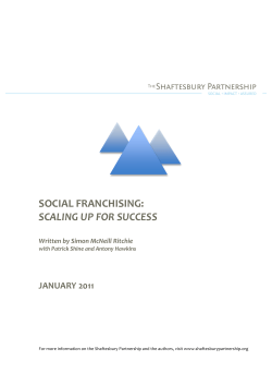 SOCIAL FRANCHISING: SCALING UP FOR SUCCESS