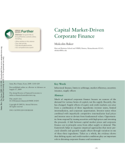 Capital Market-Driven Corporate Finance