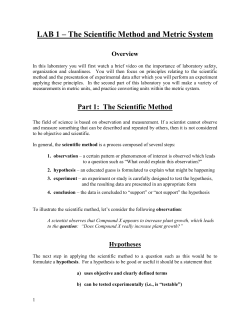 LAB 1: Scientific Method/Tools of Scientific Inquiry