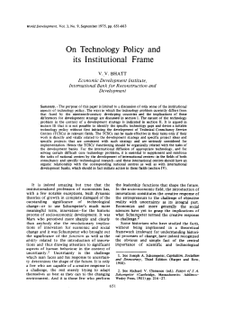 On Technology Policy and its Institutional Frame
