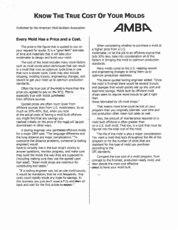 know the true cost of your molds