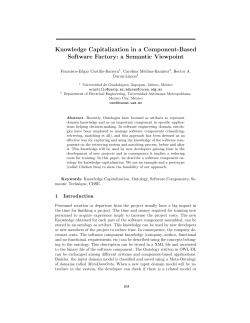 Knowledge Capitalization in a Component