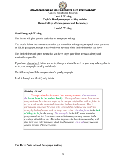 Level 3 Writing Topic/s: Good paragraph writing revision Oman
