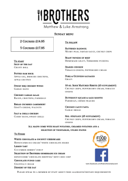 Sunday menu 2 Courses &pound;14.95 3 Courses &pound;17.95