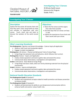 Investigating Your 5 Senses Objectives Description Investigating