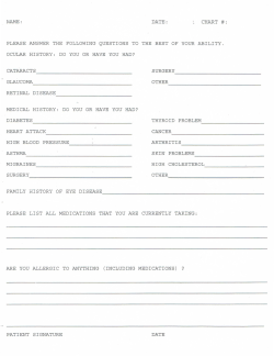 NAME: DATE : CHART # : PLEASE ANSWER THE FOLLOWING