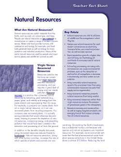 Quest for Less: Natural Resources (Teacher Fact Sheet)