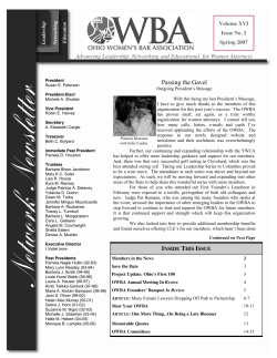 OWBA NewsletterSpring.2007.pub