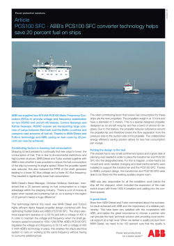 ABB`s PCS100 SFC converter technology helps save 20 percent fuel