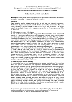 Success factors in the development of farm vacation tourism H