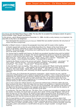 Hope, Despair and Memory - Elie Wiesel Nobel Lecture