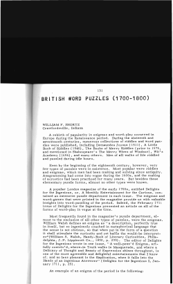British Word Puzzles (1700-1800)