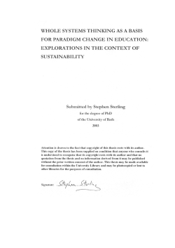 Whole Systems Thinking as a Basis for Paradigm Change in