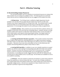 Part II &ndash; Effective Tutoring