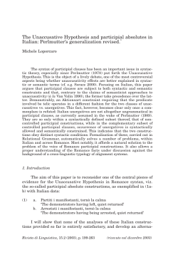 The Unaccusative Hypothesis and participial absolutes in Italian