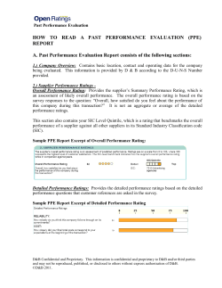 HOW TO READ A PAST PERFORMANCE EVALUATION (PPE