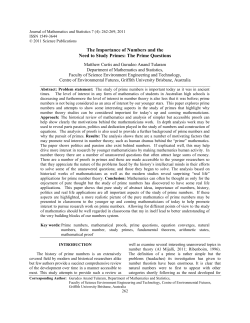 The Importance of Numbers and the Need to Study