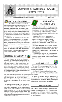 COUNTRY CHILDREN`S HOUSE NEWSLETTER