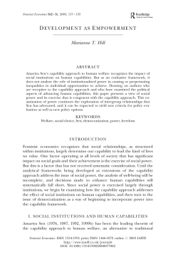 DEVELOPMENT AS EMPOWERMENT Marianne T. Hill